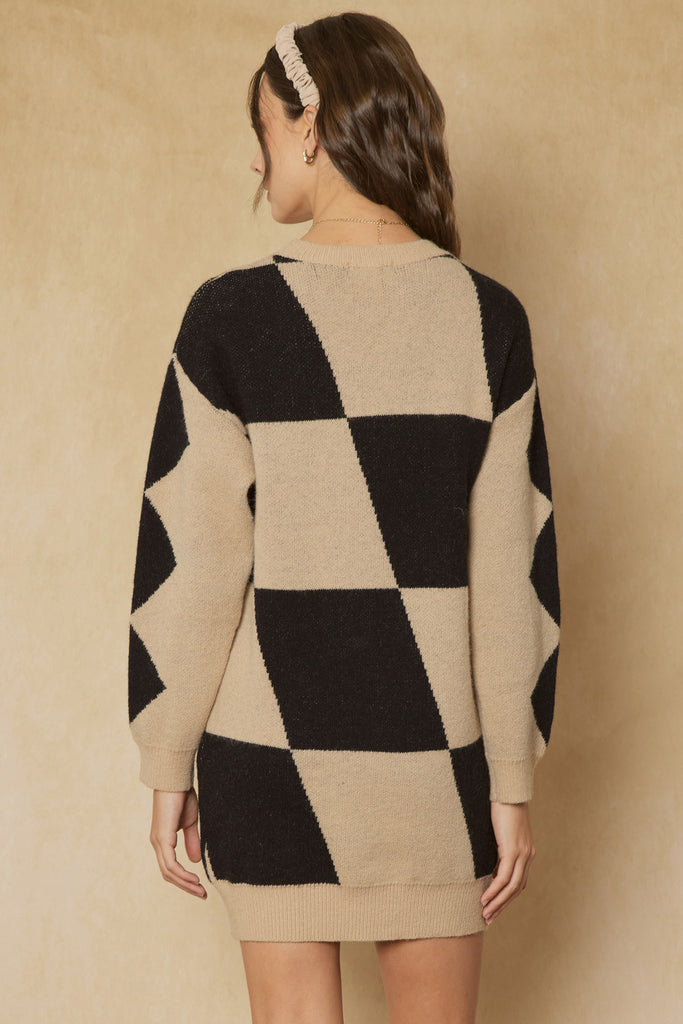Grande Prix Checker Sweater Dress