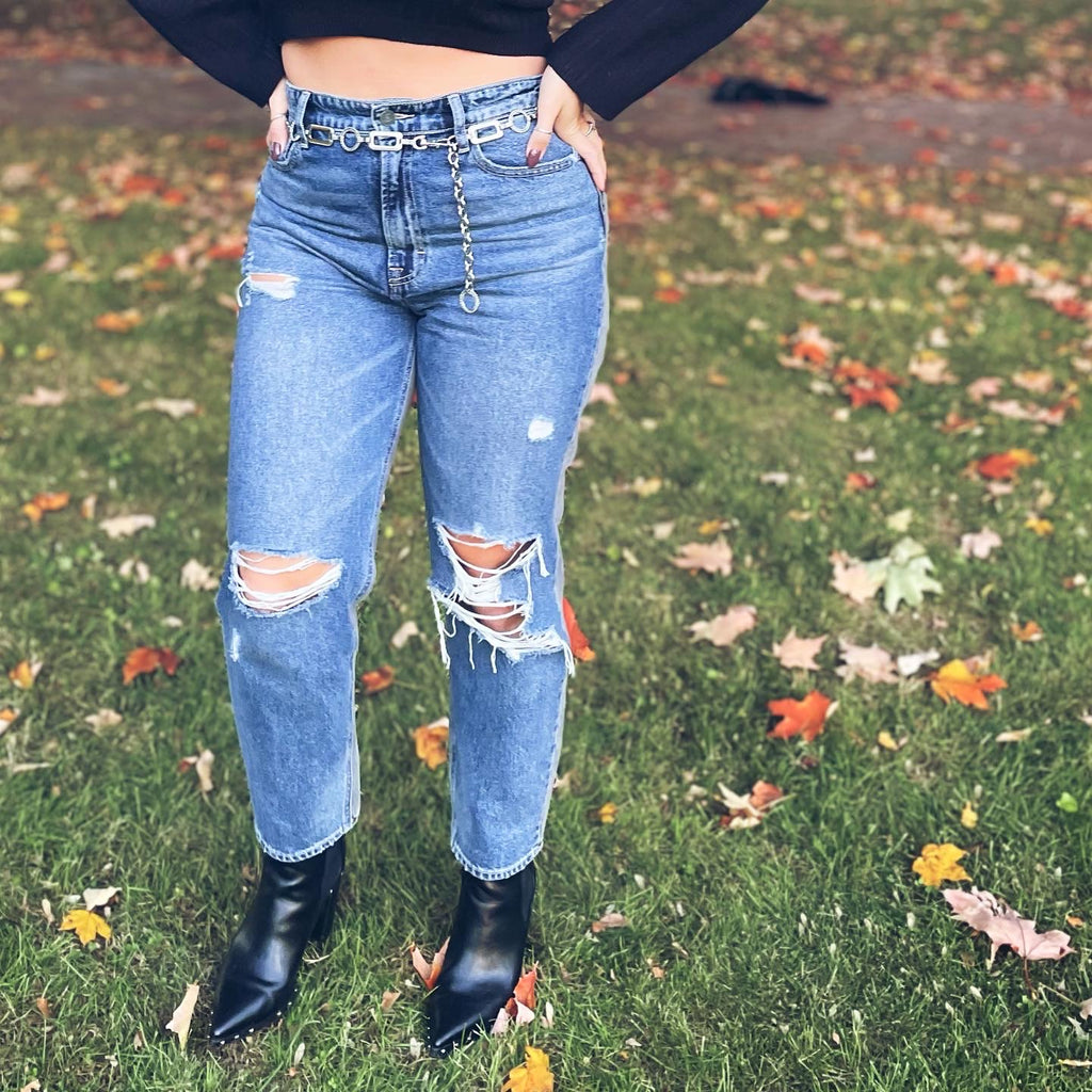 Zoey High Rise Tapered Mom Jeans